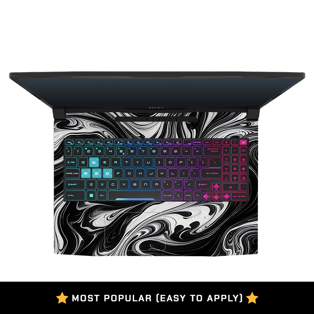Black and White Marble MSI Katana 15 B13V Laptop Skin