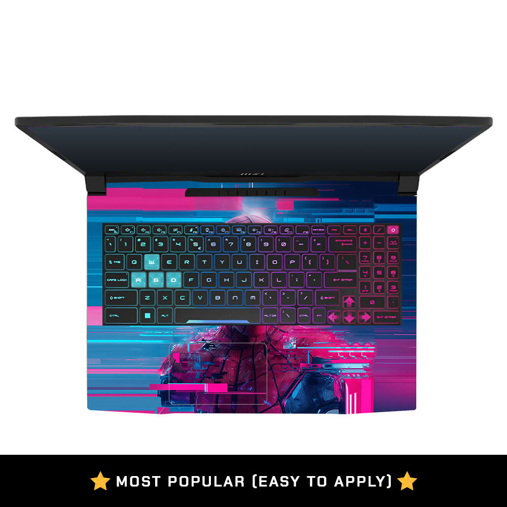 Glitch Spider Neon Web MSI Katana 15 B13V Laptop Skin