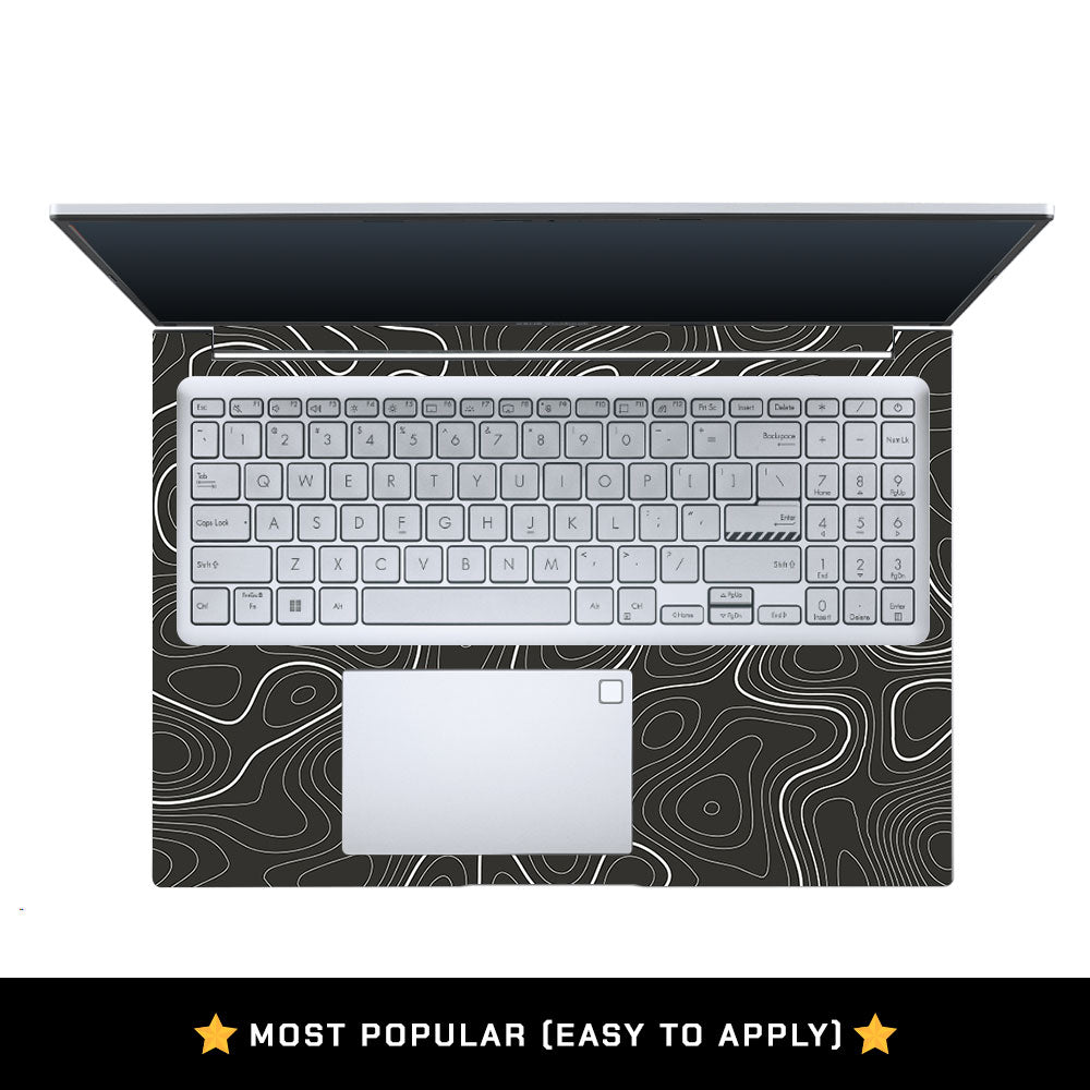 Grayscale Topographic Lines Asus Vivobook X1605ZA Laptop Skin