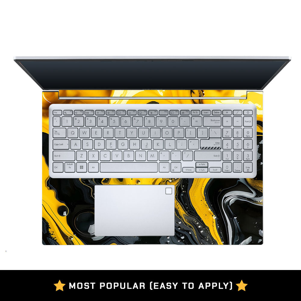 Yellow and Black Paint Swirls Asus Vivobook X1605ZA Laptop Skin