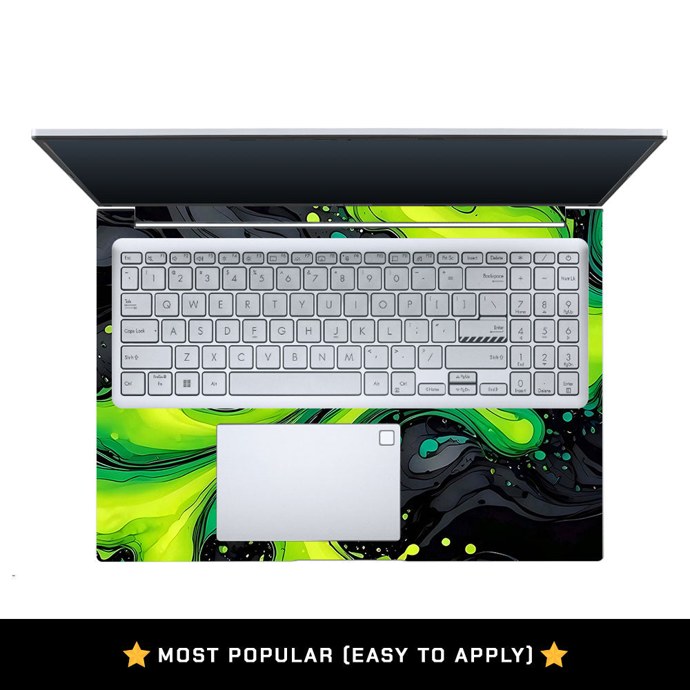 Neon Green Paint Swirls Asus Vivobook X1605ZA Laptop Skin