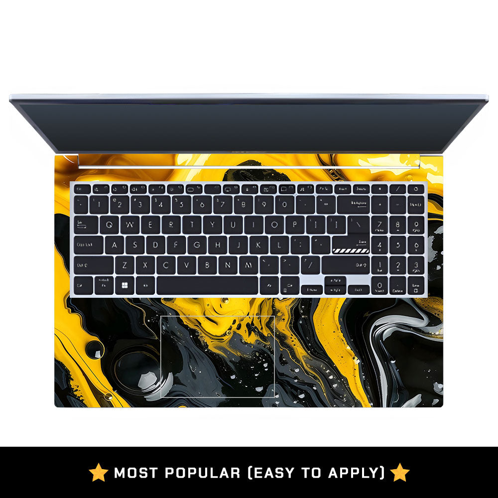 Yellow and Black Paint Swirls Asus Vivobook 15 X1502ZA Laptop Skin