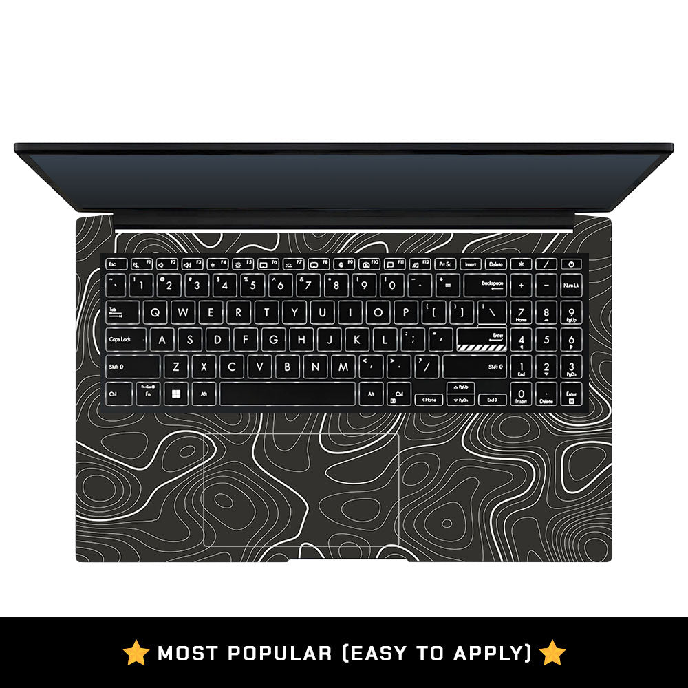 Grayscale Topographic Lines Asus Vivobook Pro 15 M6500QC & M6500QH Laptop Skin