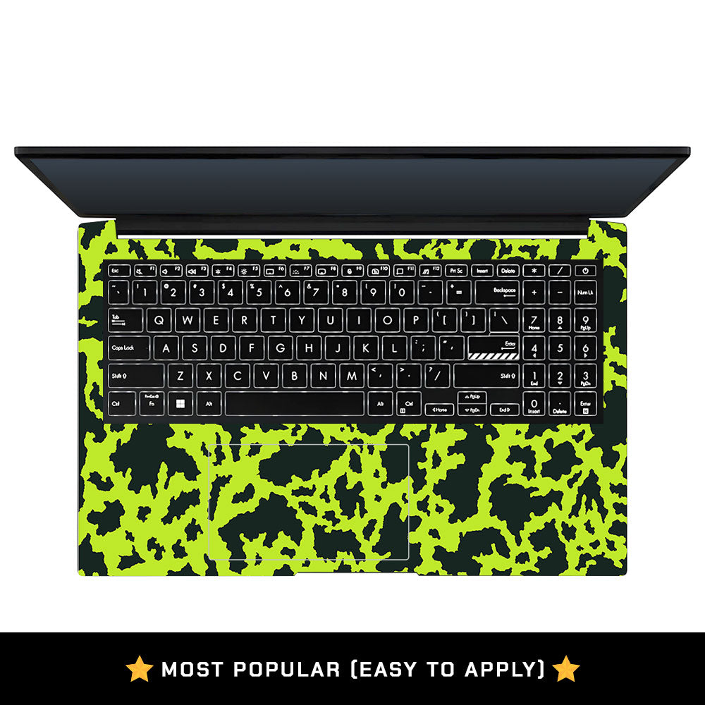 Neon Green Splatter Camo Asus Vivobook Pro 15 M6500QC & M6500QH Laptop Skin