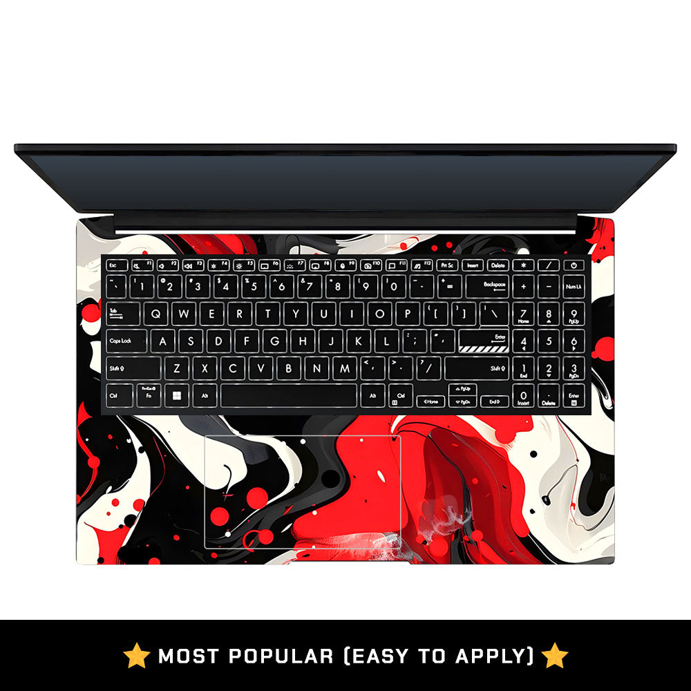 Red and White Paint Swirls Asus Vivobook Pro 15 M6500QC & M6500QH Laptop Skin