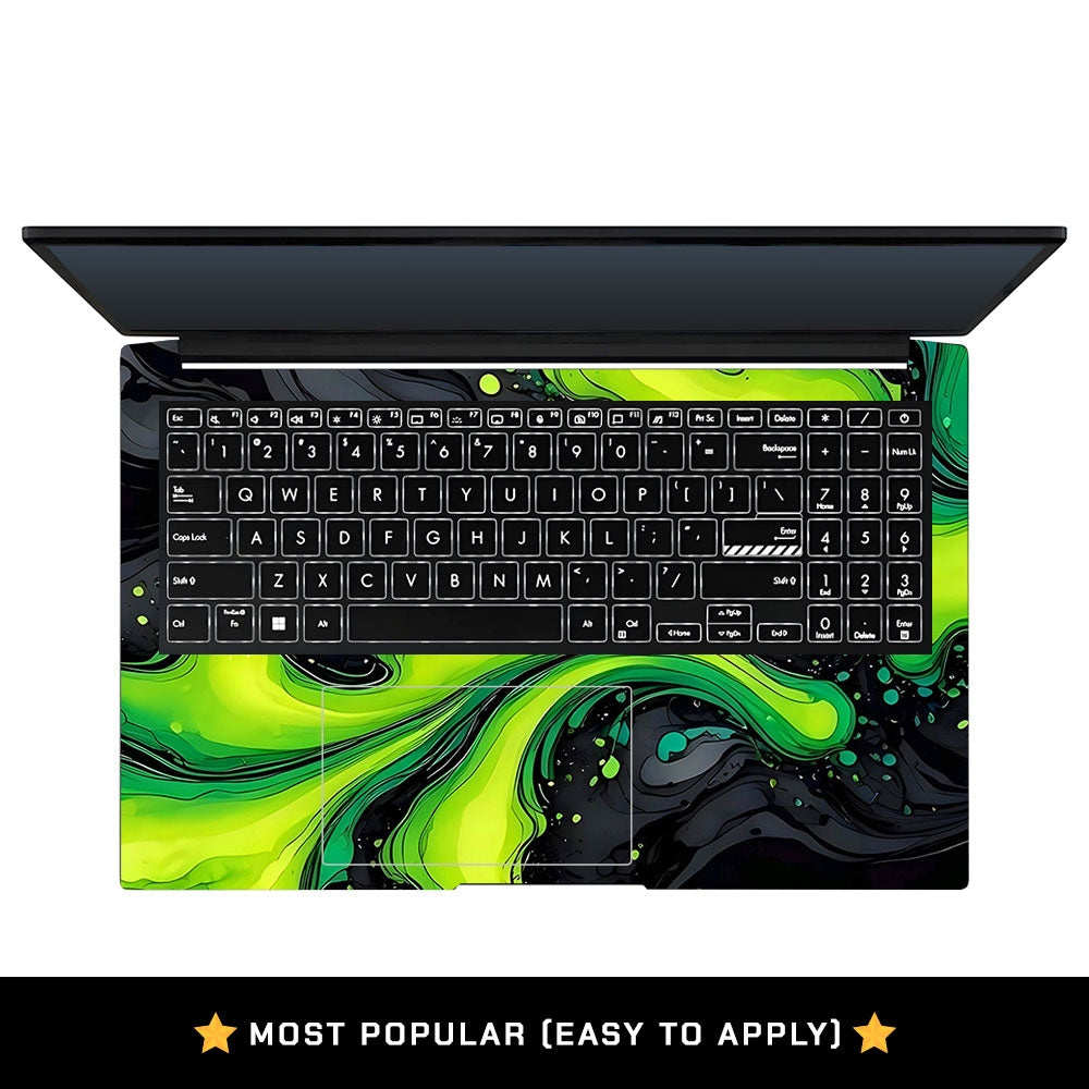 Neon Green Paint Swirls Asus Vivobook Pro 15 M6500QC & M6500QH Laptop Skin