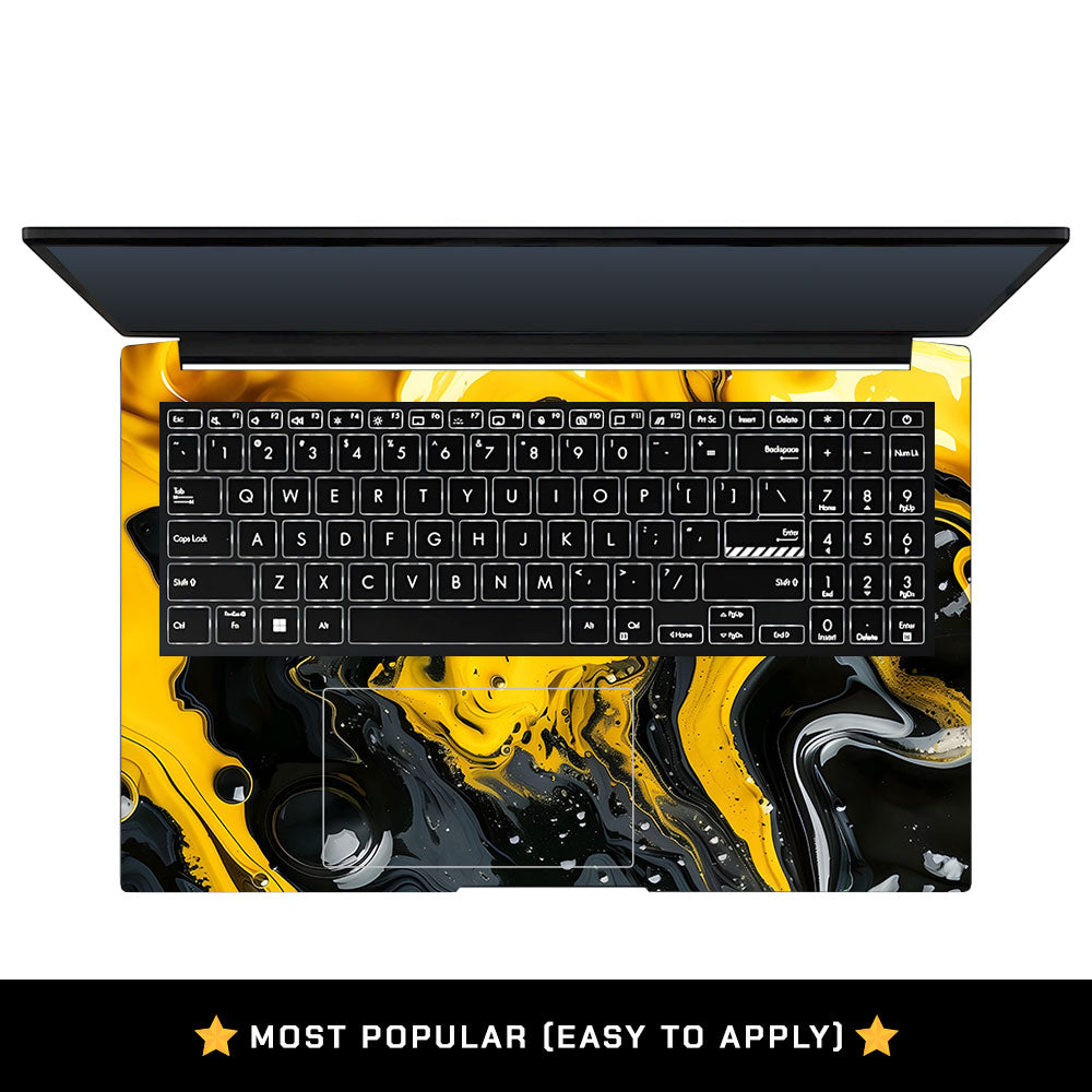 Yellow and Black Paint Swirls Asus Vivobook Pro 15 M6500QC & M6500QH Laptop Skin