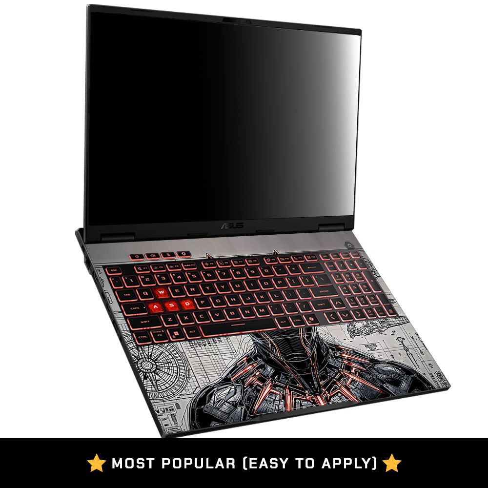 Metal Tech Superhero Asus TUF Gaming F16 2025 3D Laptop Skin