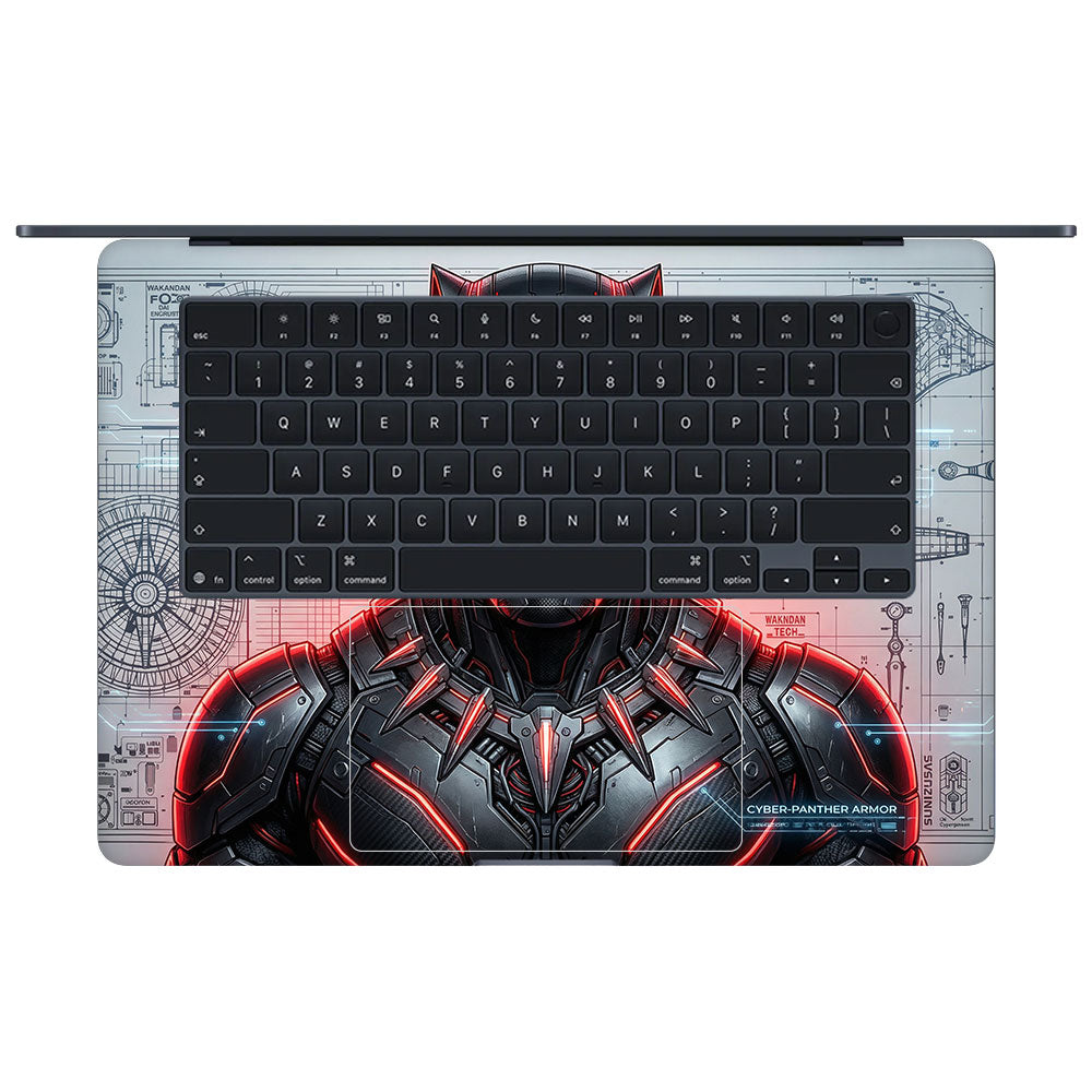 Futuristic Black Panther Macbook Air 15 M5 2026 3D Laptop Skin