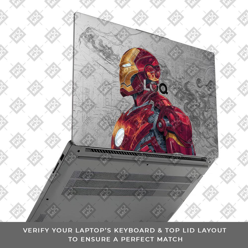 Transparent Futuristic Iron Man Lenovo LOQ Essential 15IAX9E Laptop Skin