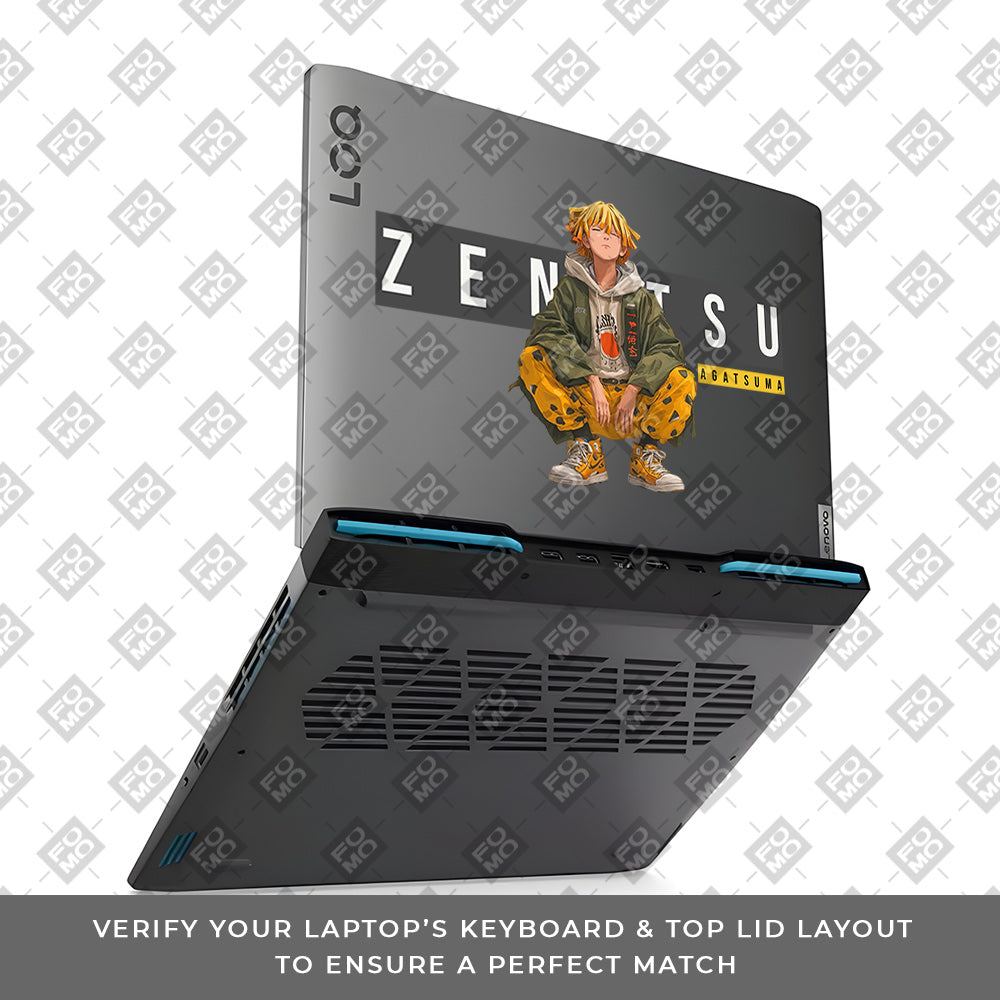 Transparent Zenitsu Agatsuma Lenovo LOQ 2023 15IRH8, 15APH8 Laptop Skin