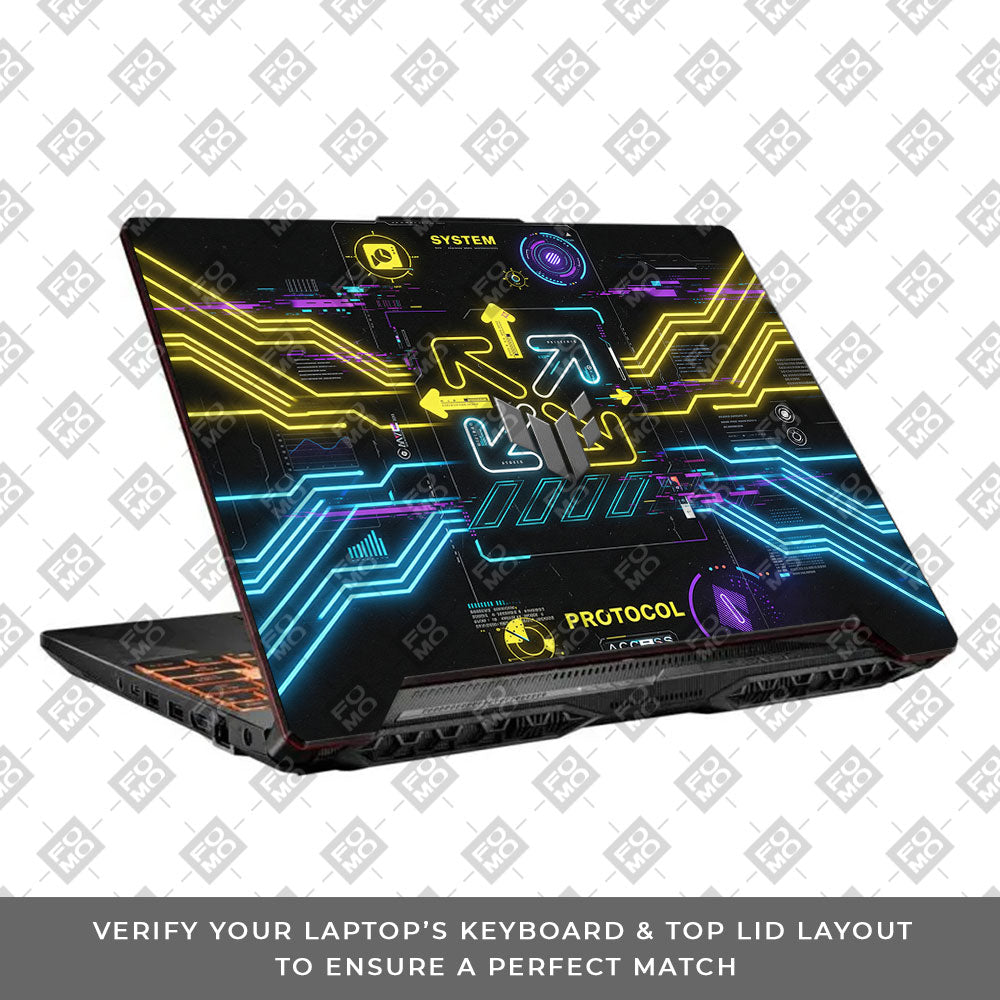 System Protocol Asus TUF F15 FX506 and A15 FA506 3D Laptop Skin