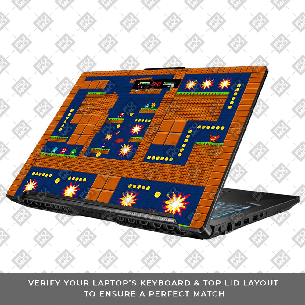 Pixelated Retro Arcade Asus TUF Gaming F17 FX706 3D Laptop Skin