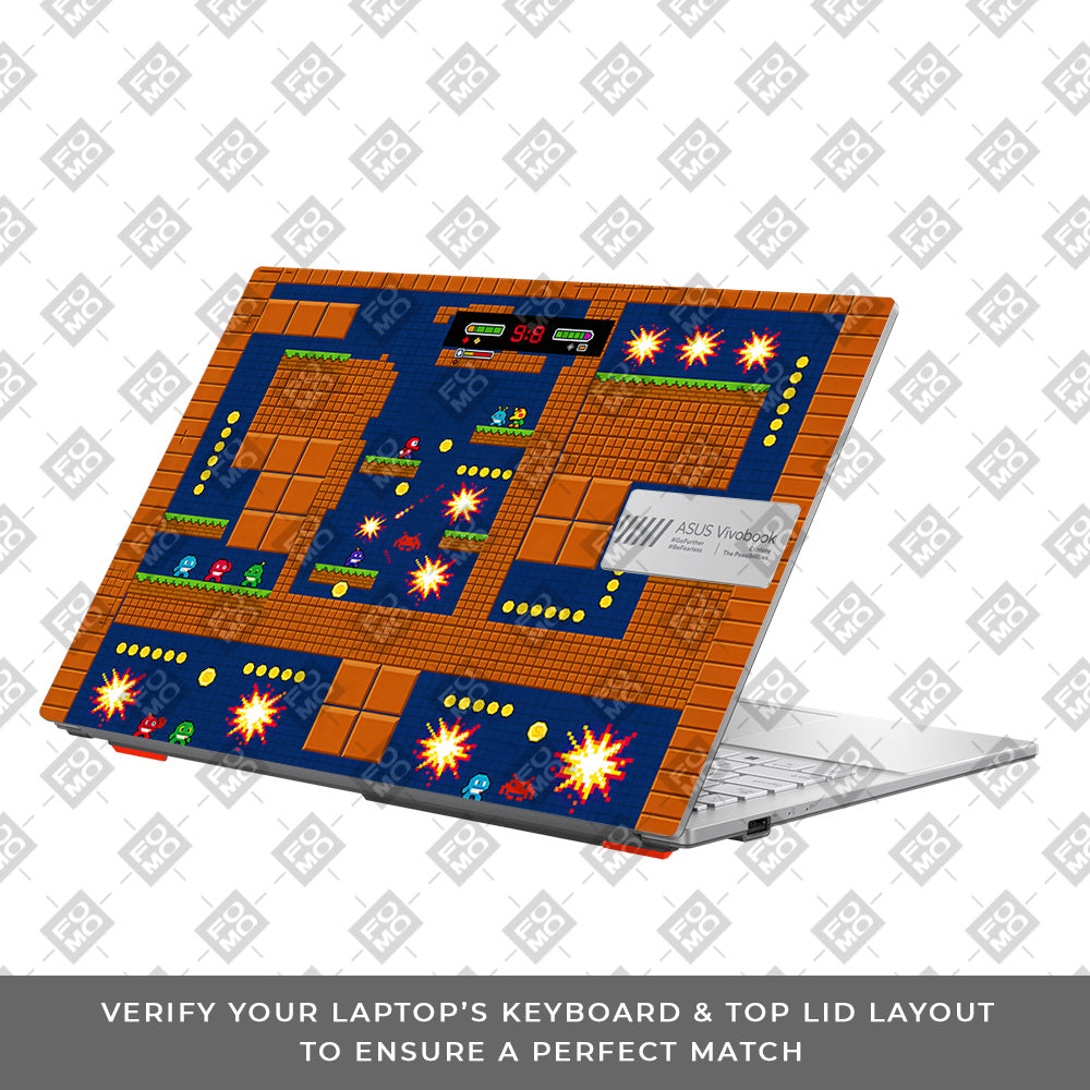 Pixelated Retro Arcade Asus Vivobook Go 14 E1404 3D Laptop Skin