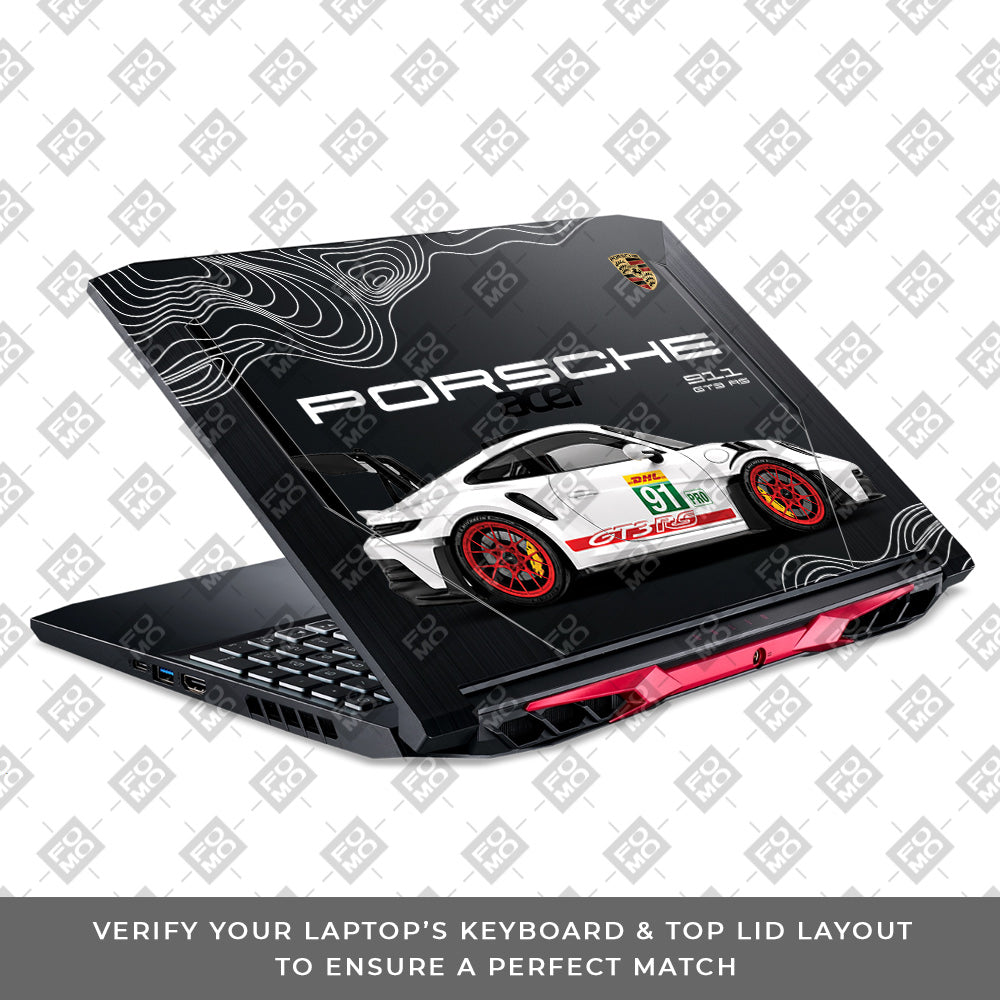 Transparent Porsche GT3 RS Power Acer Nitro 5 AN515 44, 56 Laptop Skin