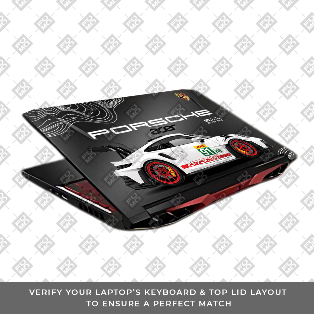 Transparent Porsche GT3 RS Power Acer Nitro 5 AN515 45, 55, 57 Laptop Skin