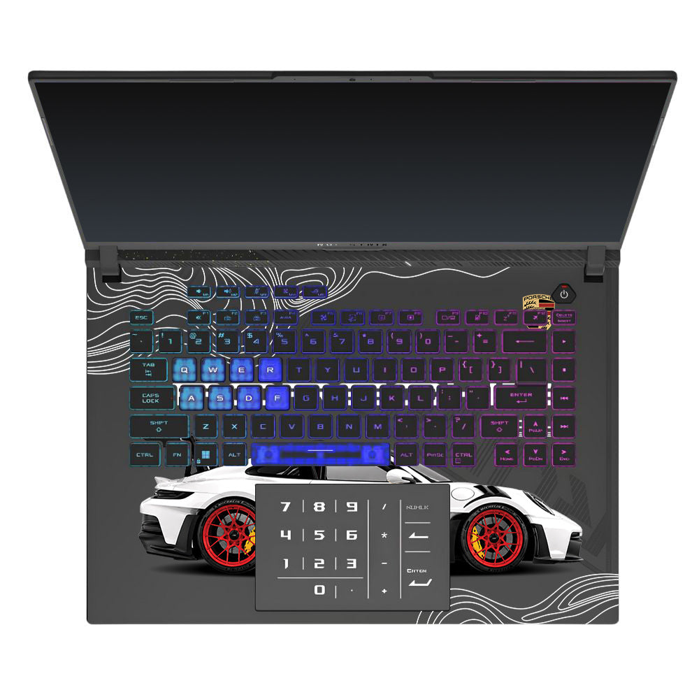 Transparent Porsche GT3 RS Power Asus ROG Strix G16 G614J Laptop Skin