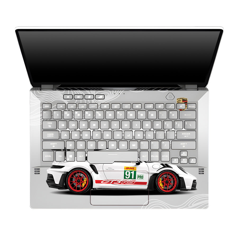 Transparent Porsche GT3 RS Power Asus ROG Zephyrus G14 GA401 Laptop Skin