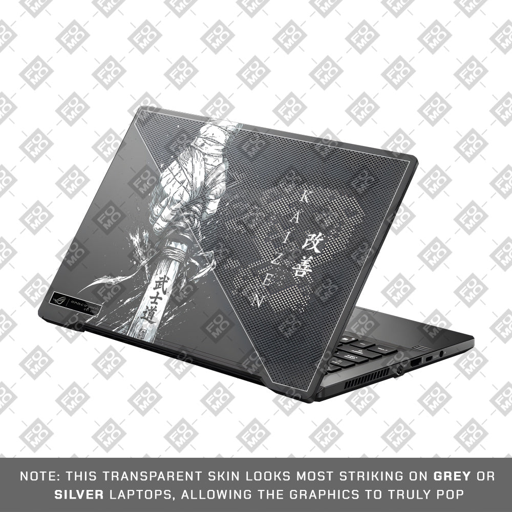 Transparent Kaizen Samurai Sword Asus ROG Zephyrus G14 GA401 Laptop Skin