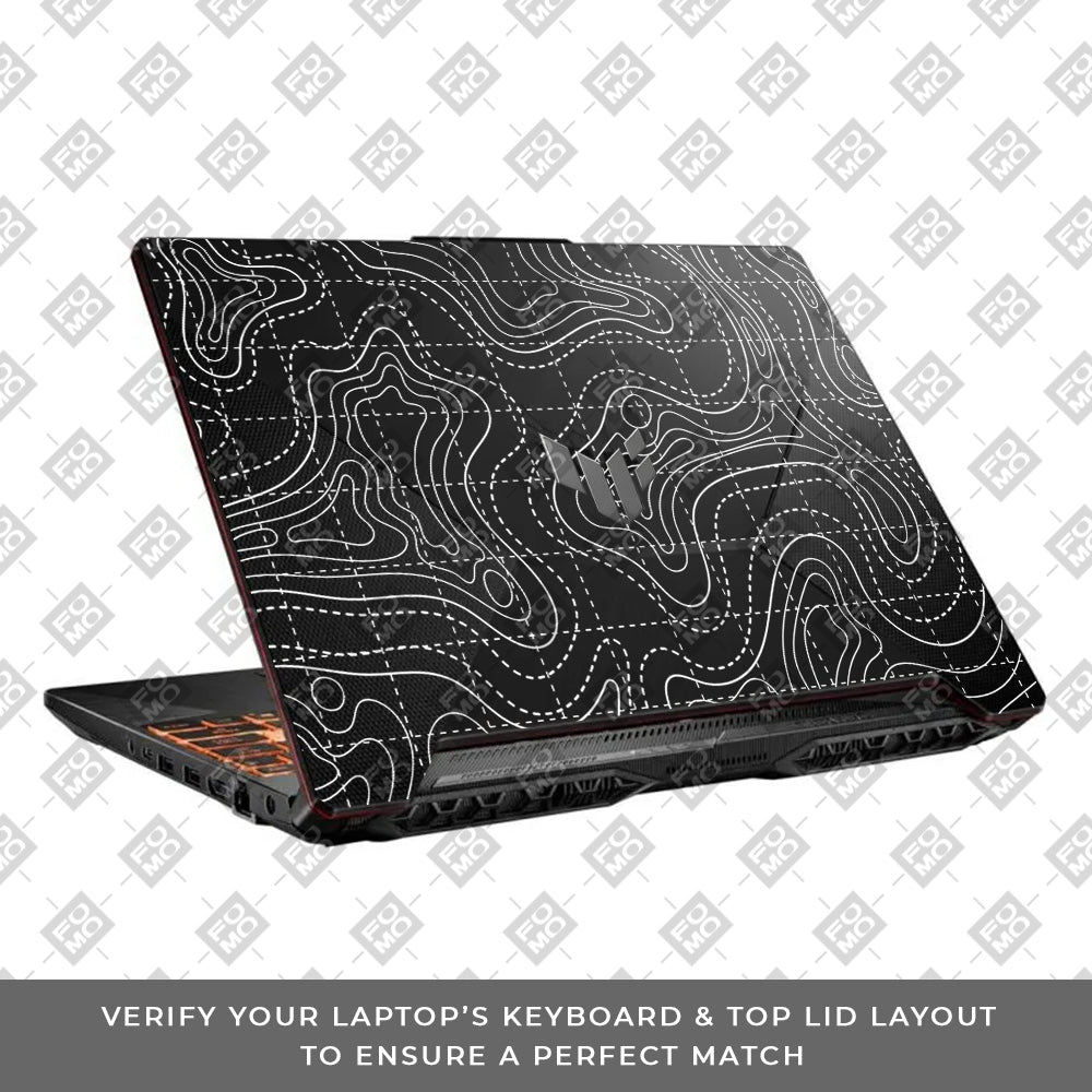 Transparent Abstract Contour Grid Lines Asus TUF F15 FX506 & A15 FA506 Laptop Skin