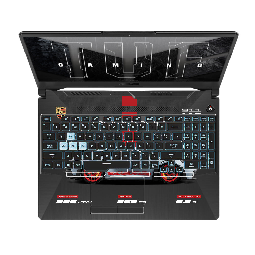 Transparent Porsche 911 Performance Asus TUF F15 FX506 & A15 FA506 Laptop Skin
