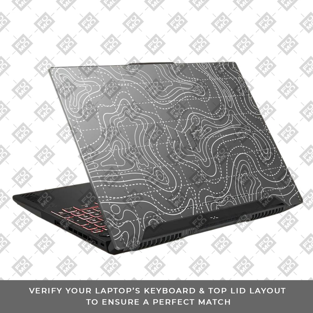 Transparent Abstract Contour Grid Lines Asus TUF F15 FX507 & A15 FA507 Laptop Skin