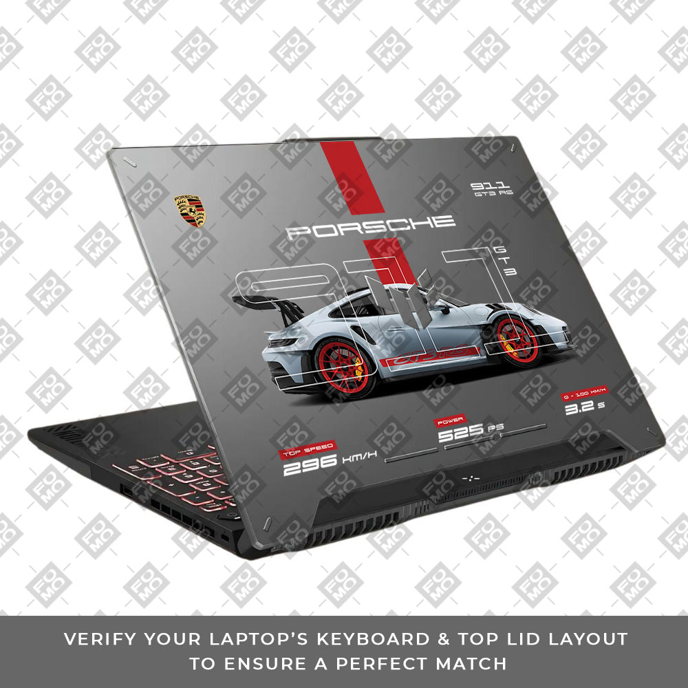 Transparent Porsche 911 Performance Asus TUF F15 FX507 & A15 FA507 Laptop Skin