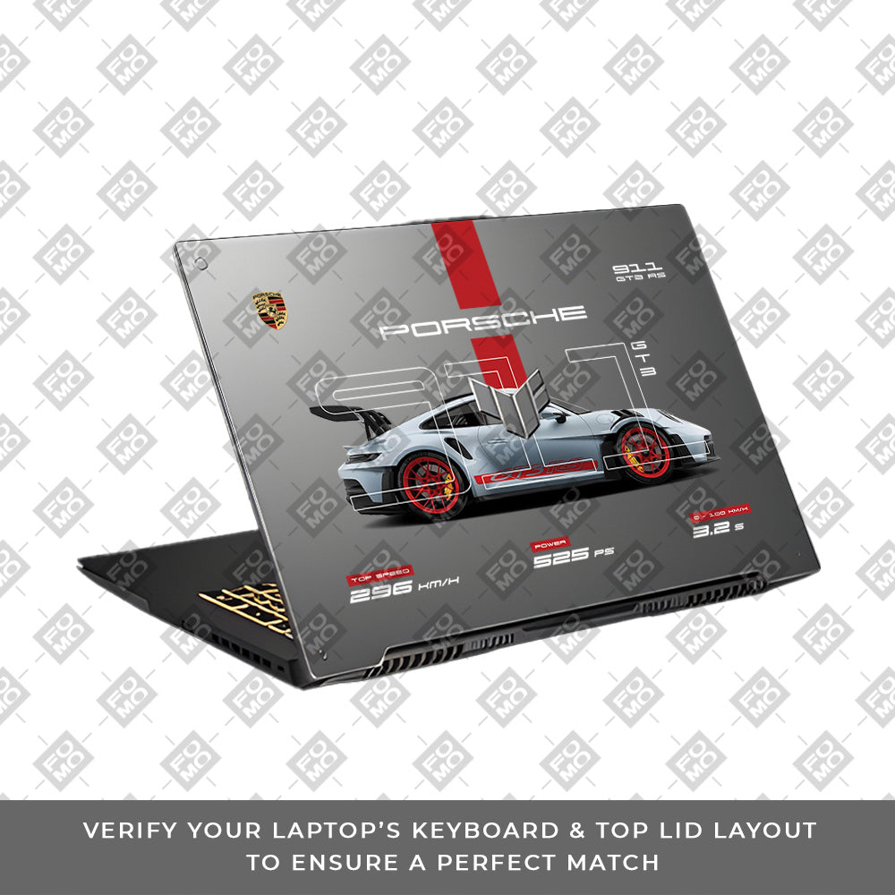 Transparent Porsche 911 Performance Asus TUF Gaming F17 FX707Z Laptop Skin
