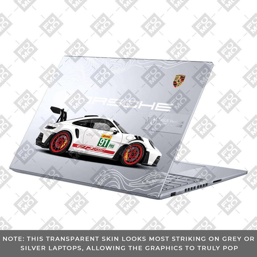 Transparent Porsche GT3 RS Power Asus Vivobook 16 X1605V Laptop Skin