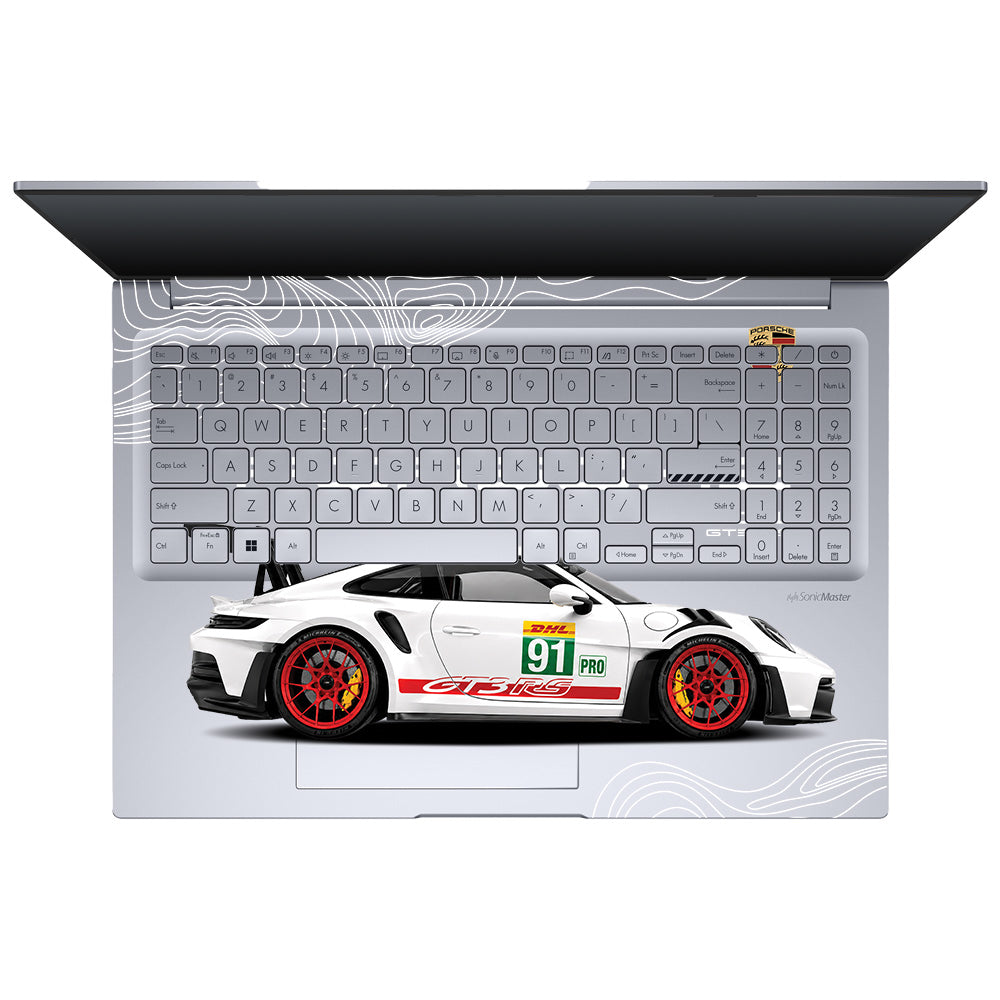 Transparent Porsche GT3 RS Power Asus Vivobook 16 X1605V Laptop Skin