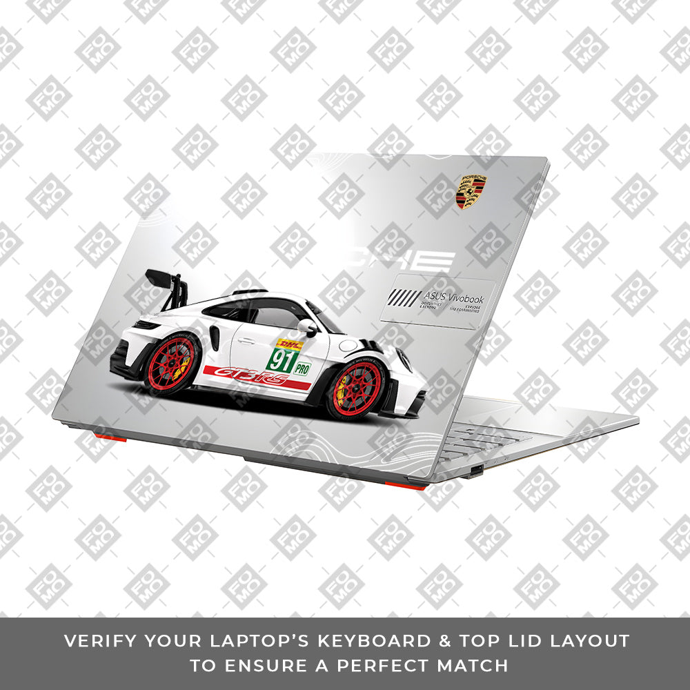 Transparent Porsche GT3 RS Power Asus Vivobook 16X M1603QA Laptop Skin