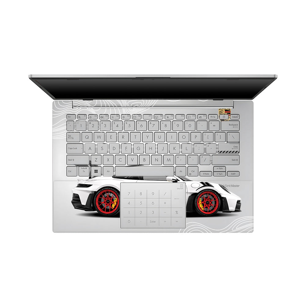 Transparent Porsche GT3 RS Power Asus Vivobook 16X M1603QA Laptop Skin