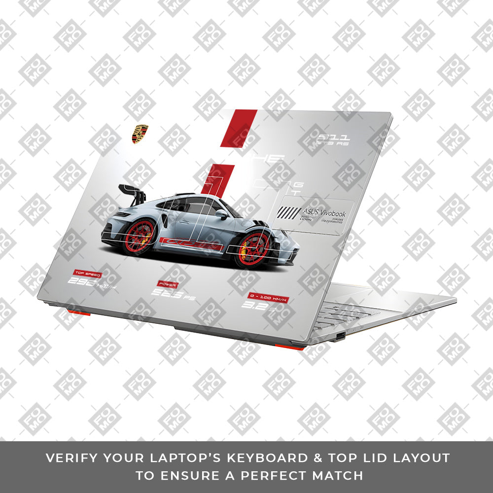 Transparent Porsche 911 Performance Asus Vivobook 16X M1603QA Laptop Skin