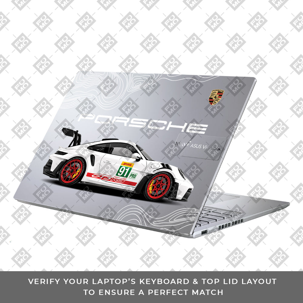 Transparent Porsche GT3 RS Power Asus Vivobook X1605ZA Laptop Skin
