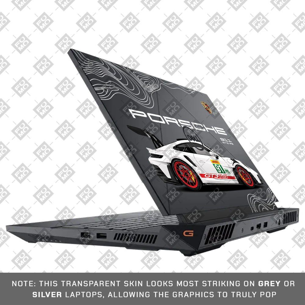 Transparent Porsche GT3 RS Power Dell G15 5520, 5530 Laptop Skin