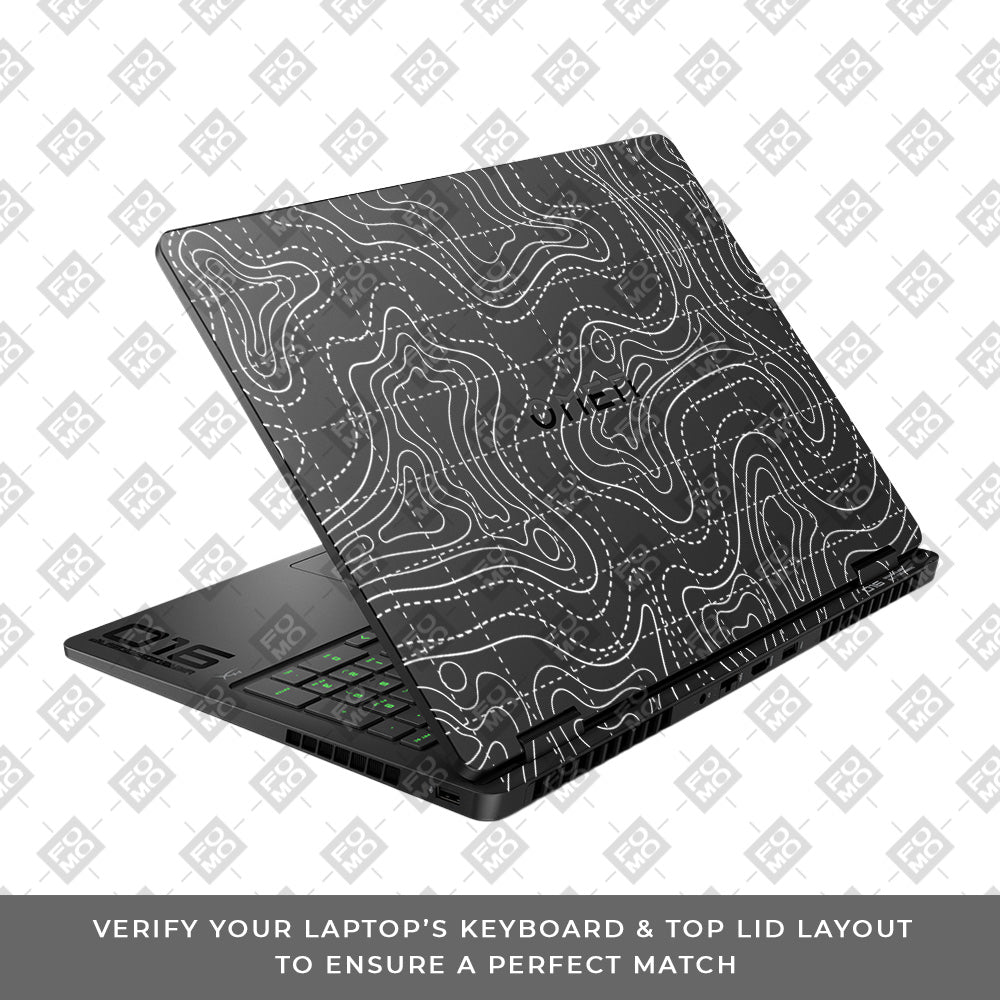 Transparent Abstract Contour Grid Lines HP Omen Gaming 16 2025, 2026 Laptop Skin