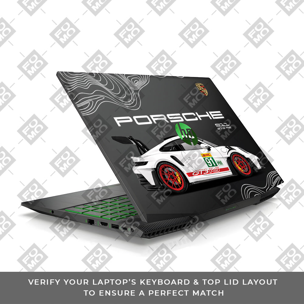 Transparent Porsche GT3 RS Power HP Pavilion Gaming 15 CX Series Laptop Skin