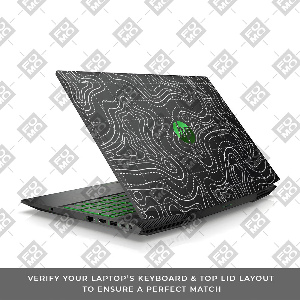Transparent Abstract Contour Grid Lines HP Pavilion Gaming 15 CX Series Laptop Skin