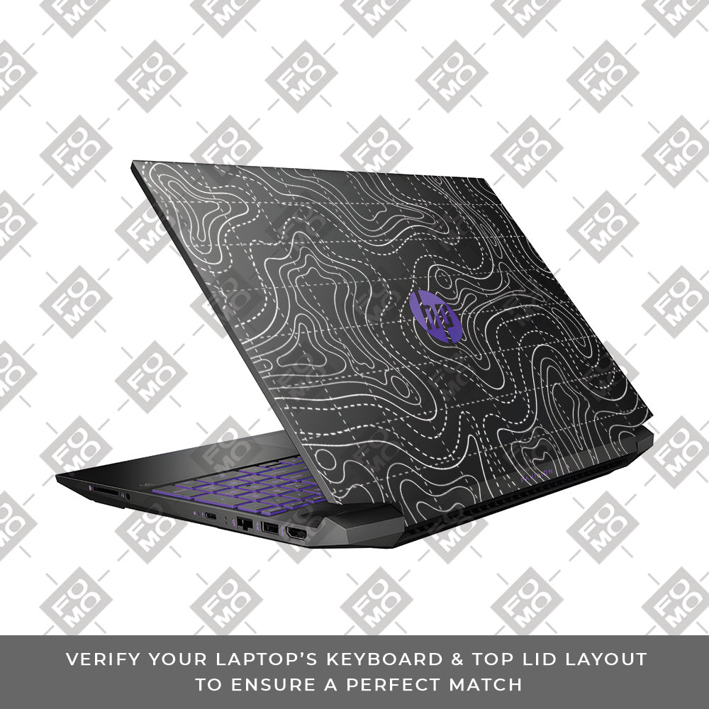 Transparent Abstract Contour Grid Lines HP Pavilion Gaming 15 EC Series Laptop Skin
