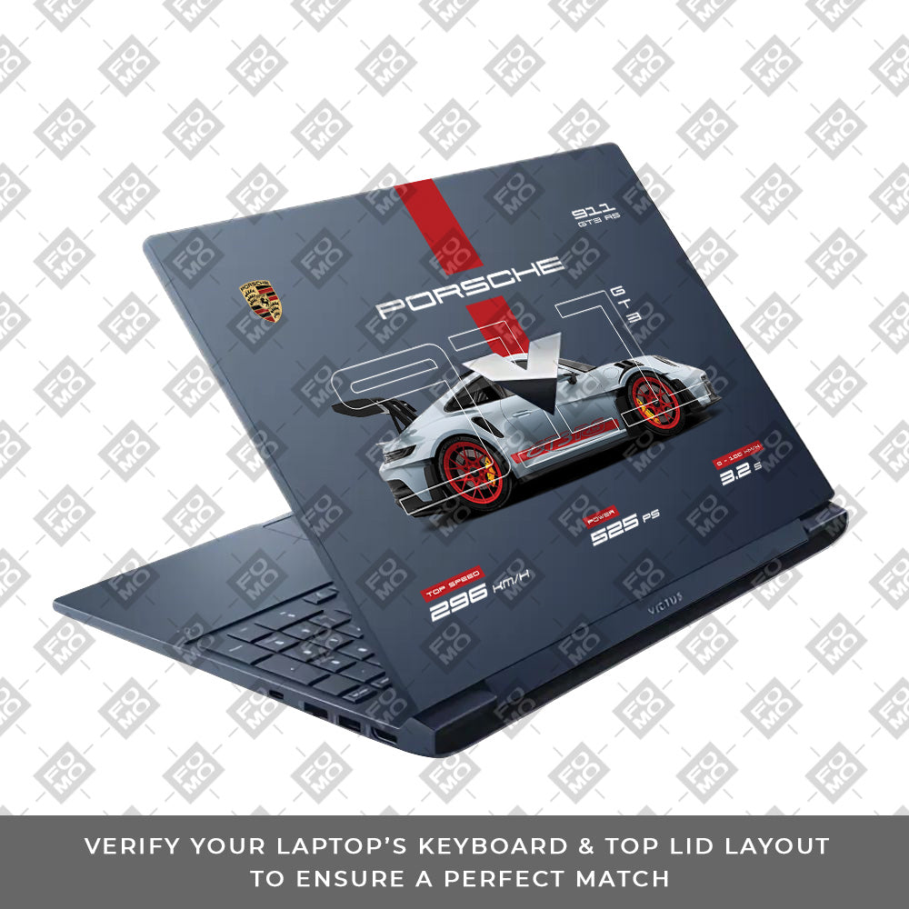 Transparent Porsche 911 Performance HP Victus Laptop Skin