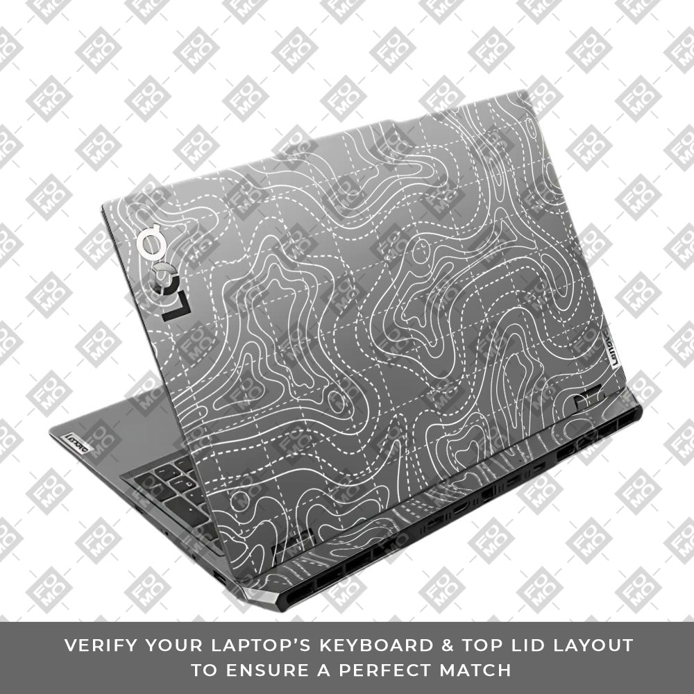 Transparent Abstract Contour Grid Lines Lenovo LOQ 2024, 2025 Laptop Skin