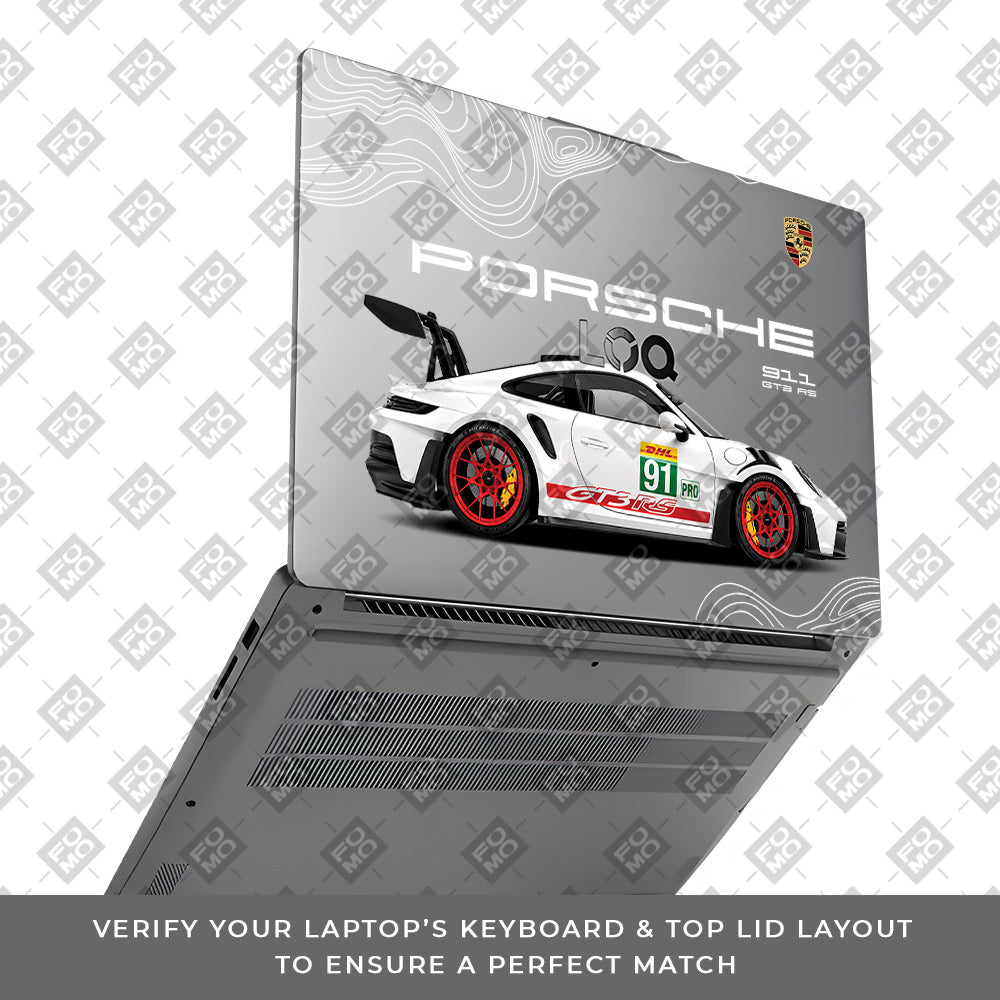 Transparent Porsche GT3 RS Power Lenovo LOQ Essential 15IAX9E Laptop Skin