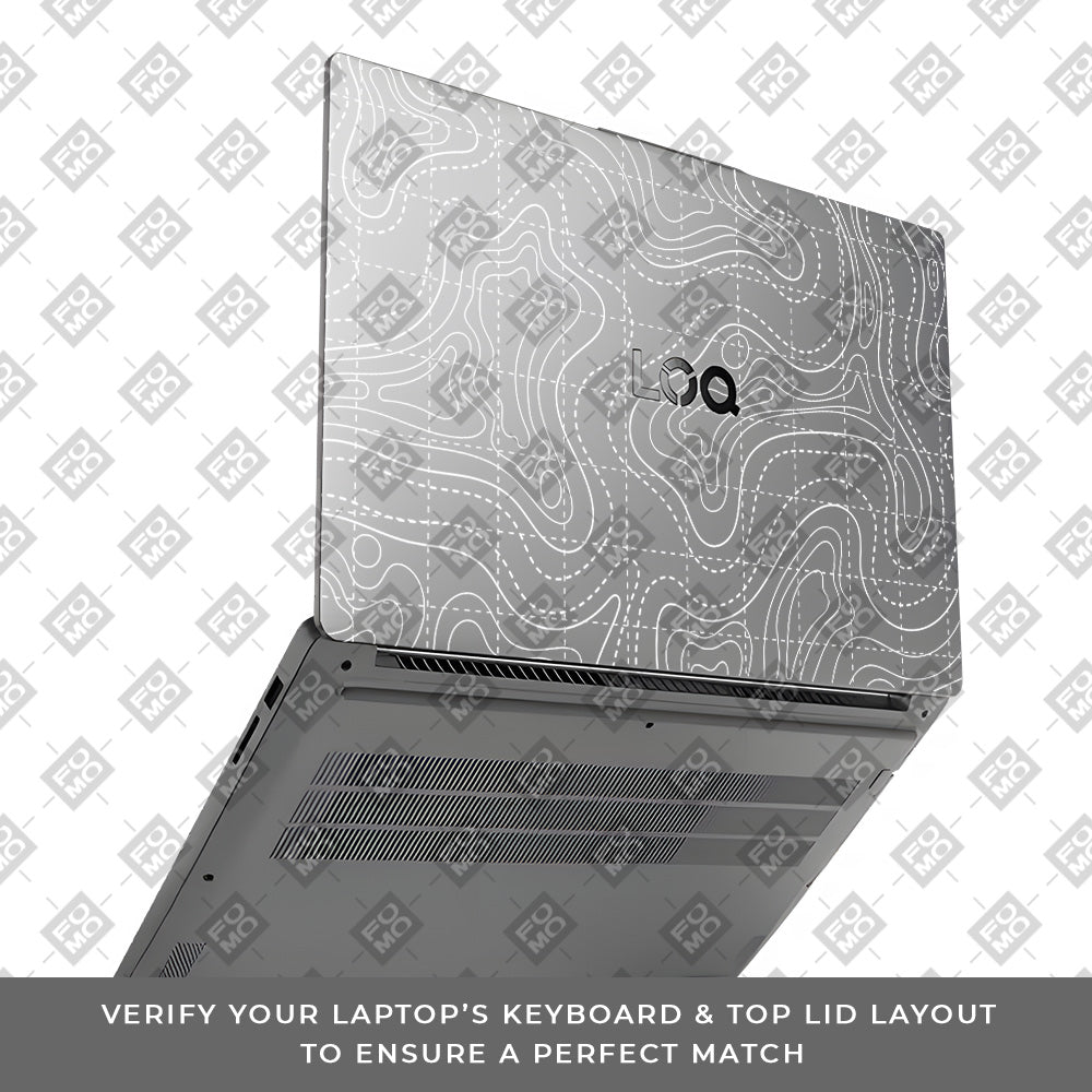 Transparent Abstract Contour Grid Lines Lenovo LOQ Essential 15IAX9E Laptop Skin