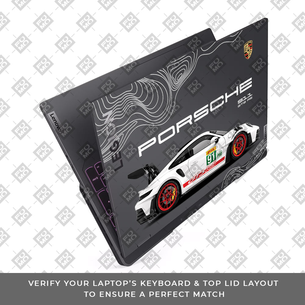 Transparent Porsche GT3 RS Power Lenovo Legion 5 Pro 16IRX8 and 16IRX9 Laptop Skin