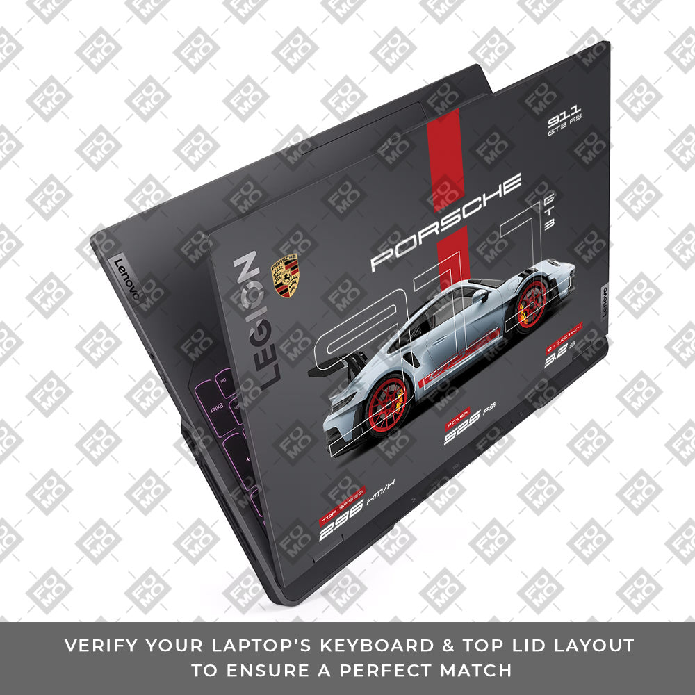 Transparent Porsche 911 Performance Lenovo Legion 5 Pro 16IRX8 and 16IRX9 Laptop Skin
