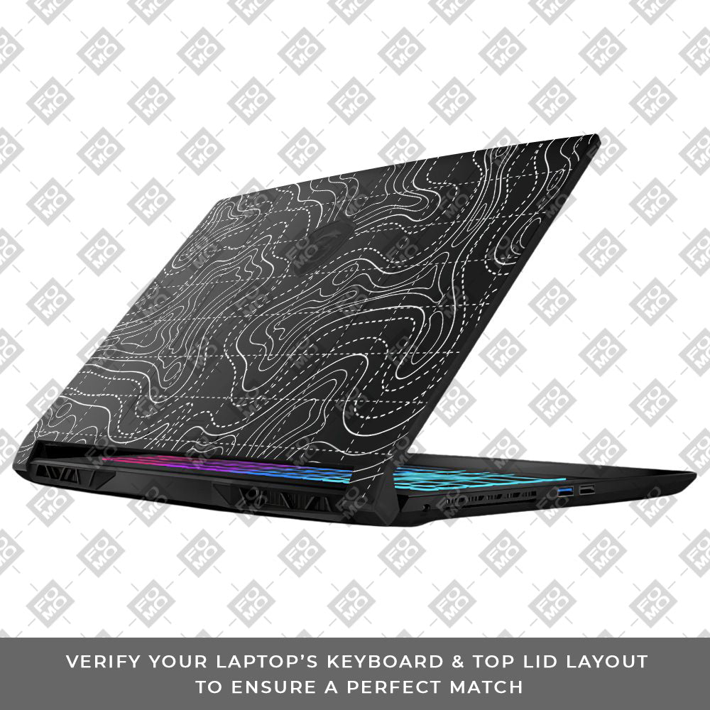Transparent Abstract Contour Grid Lines MSI Katana 15 B13V Laptop Skin