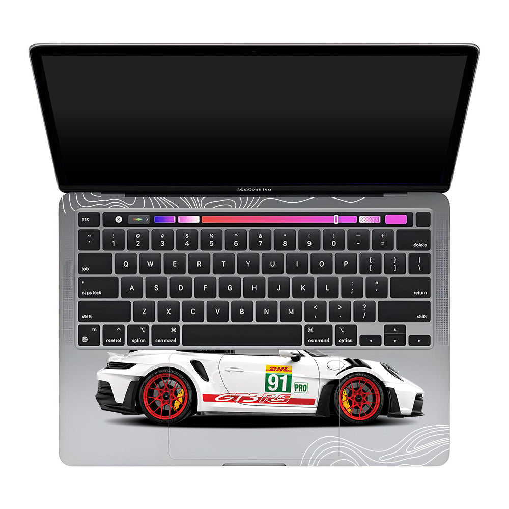 Transparent Porsche GT3 RS Power MacBook Pro 13 M2 2022 Laptop Skin