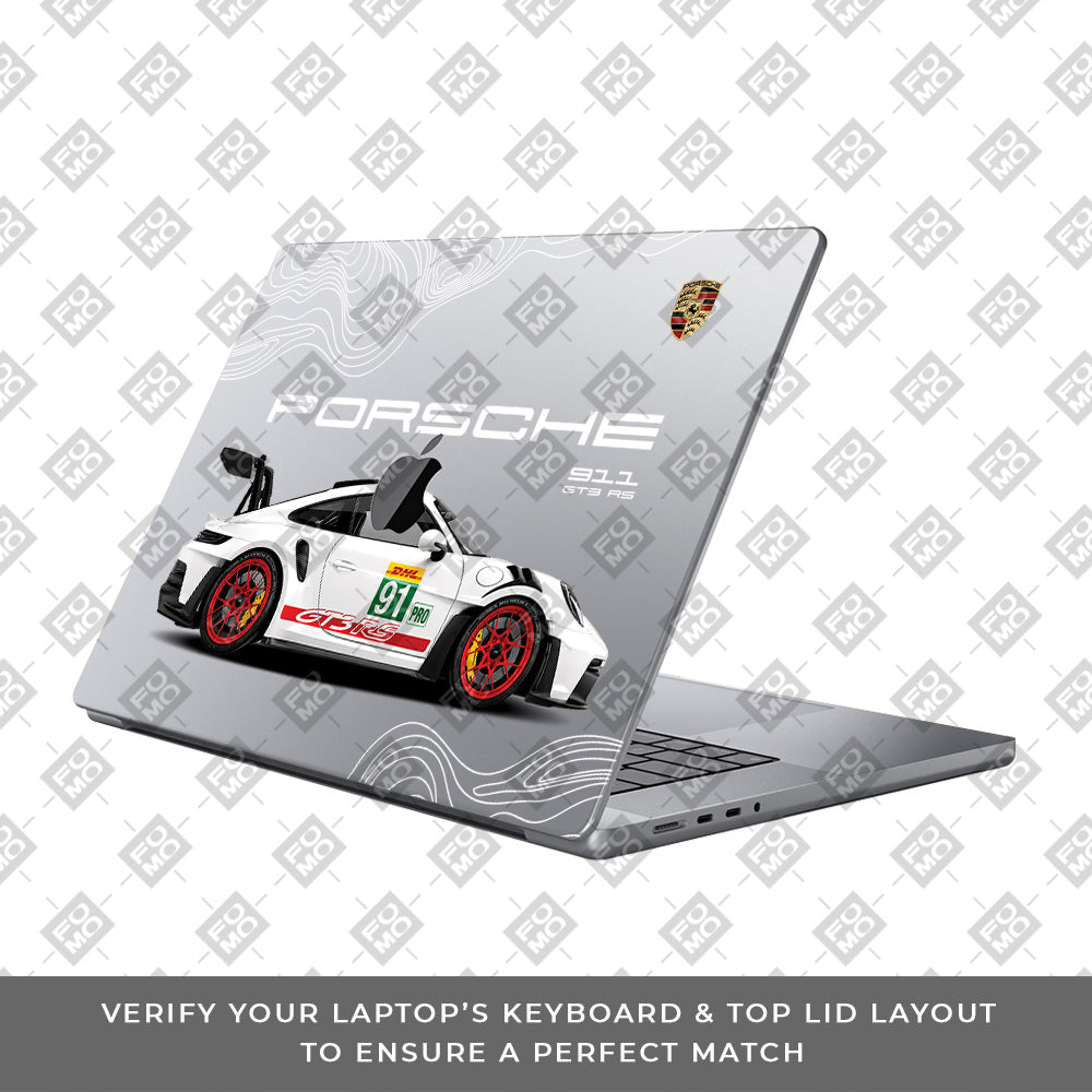 Transparent Porsche GT3 RS Power MacBook Pro 14 M1, M2, M3, M4 2021-2024 Laptop Skin