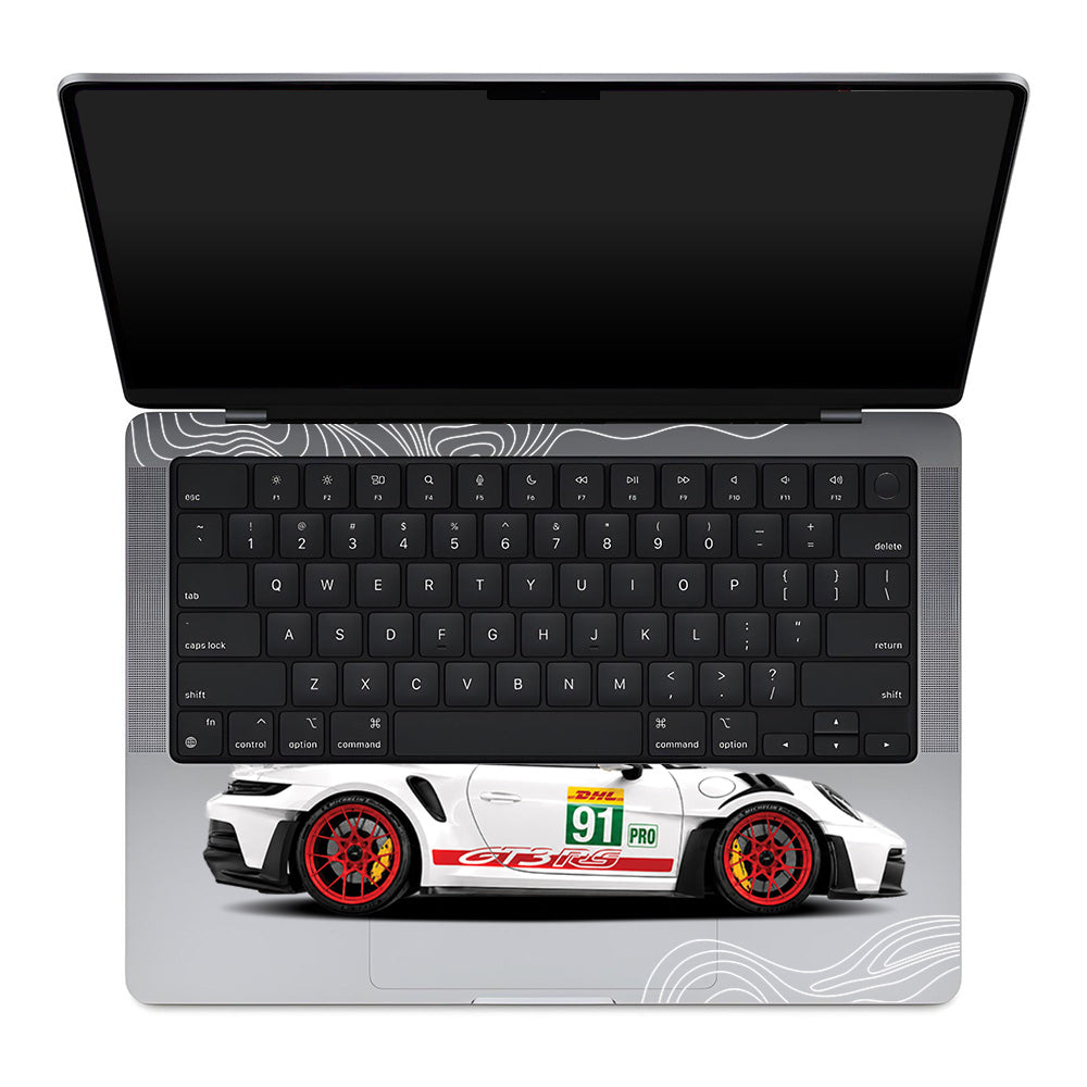 Transparent Porsche GT3 RS Power MacBook Pro 14 M1, M2, M3, M4 2021-2024 Laptop Skin