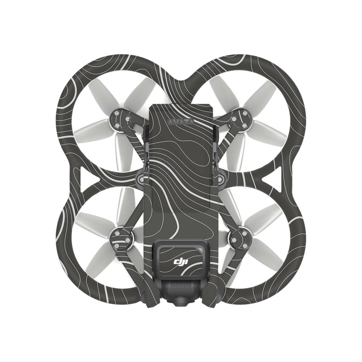 Grayscale Topographic Lines DJI Avata Drone Skin